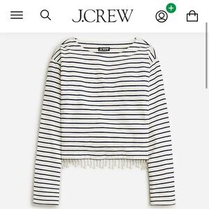 NWT J. Crew Pearl-fringe long-sleeve T-shirt in stripe Size M